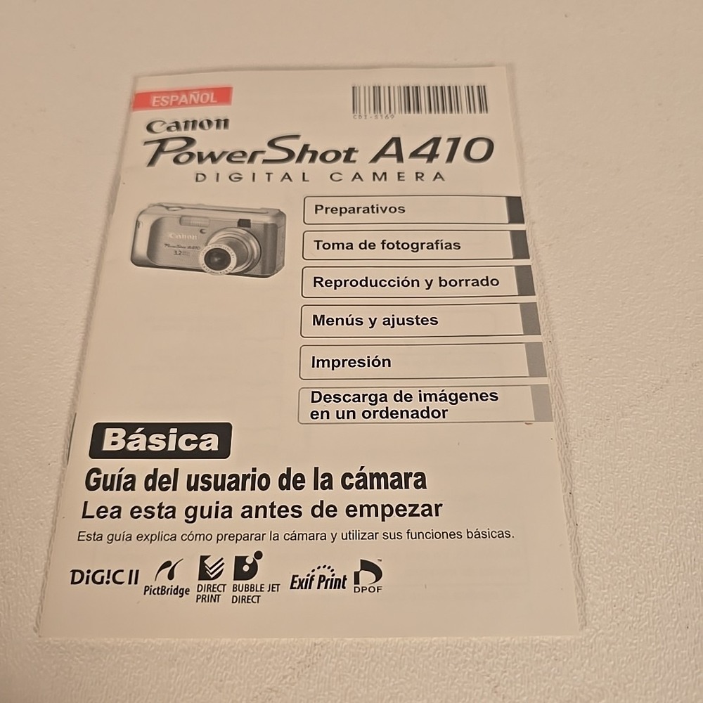 Original CANON Spanish Instruction Manual For POWERSHOT A410 Digital Camera